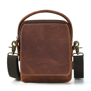 Xajzpa 100% Genuine Leather Men Shoulder Bags Husband Retro Crazy Horse Leather Male Messenger Crossbody Bags Vintage Cross Body
